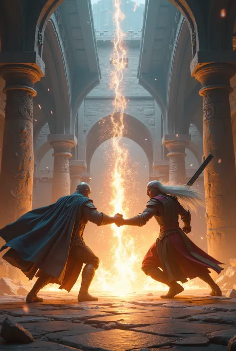     In the castle's large training room, Veltharys trained with his father, only the two of them in a head-to-head. They trained in the combat arena. The floor was made of a special wood that absorbs impacts and regenerates in a short time. The place seeme...