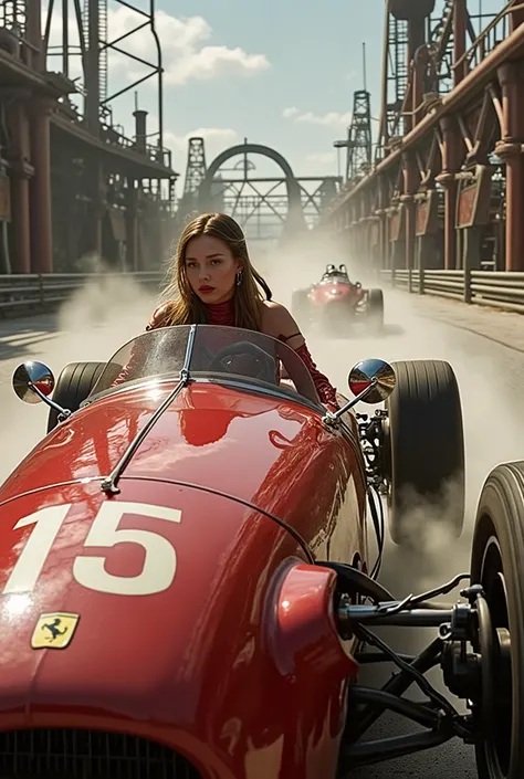 💋High-speed Steampunk: Motorsport dominatrix rules the race track with Formula One Ferrari