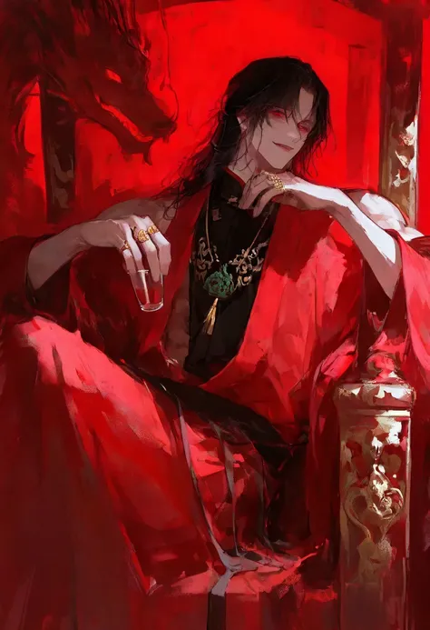 masterpiece, ultra-detailed, highres, absurdres, film grain, solo focus, year 2024,
Jang Ilsu (return of the mount hua sect), reclining arrogantly on an ornate golden throne, legs crossed, back relaxed with dominance,
smirking subtly, sharp half-lidded e...