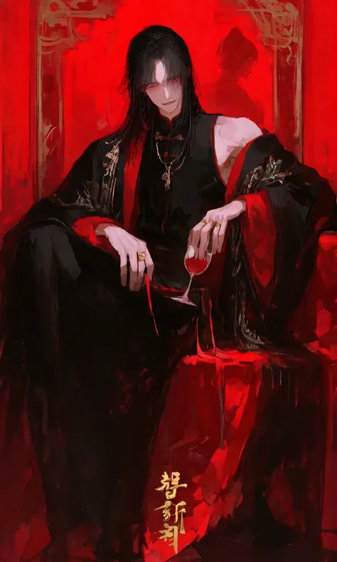 masterpiece, ultra-detailed, highres, absurdres, film grain, solo focus, year 2024,
full body, full figure, sitting full view, entire outfit visible, wide shot,
Jang Ilsu (return of the mount hua sect), reclining arrogantly on an ornate golden throne, le...