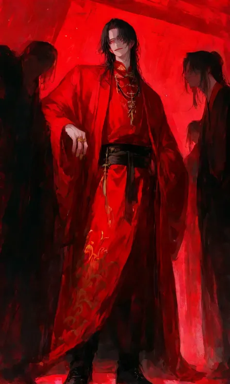 masterpiece, ultra-detailed, highres, absurdres, film grain, solo focus, full body, standing full view, wide shot, eye-level or low angle, viewer looking up slightly,
Jang Ilsu (return of the mount hua sect), standing tall with arrogant posture, one hand ...
