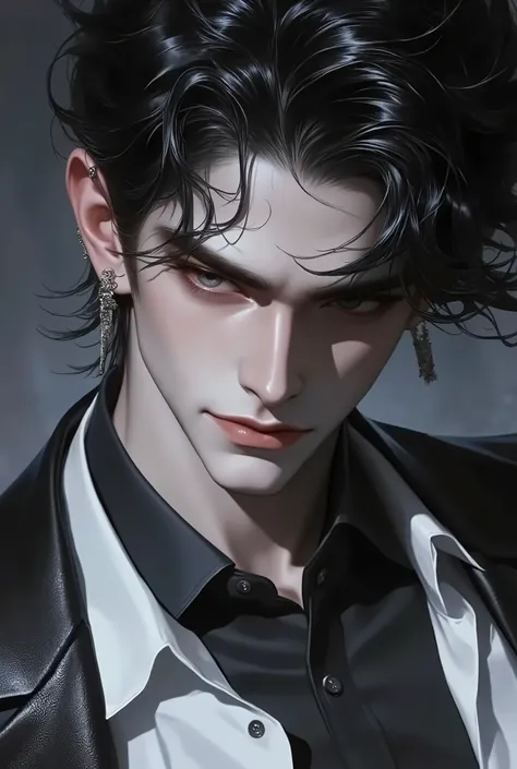 A manhwa fantasy-style character, a boy with apparently black short hair, handsome, around the age of 80% human and 20% dragon, full-body picture, strong core, big shoulders, biceps, triceps, and forearms, strong, big chest, small waist. high detail. 8hd