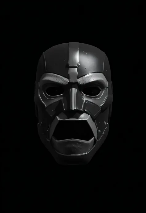 image of a titanium mask with a medium-sized face and mouth, inspired by Doctor Doom, white background