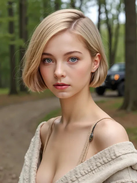 girl)), Blonde, cute, 1 girl, (face to face), , ((baby face)), ( expressionless ), (View All), (details: 1), ( eye details : 1), ((Linen ragged robe:1.3)), well-balanced body. super high resolution. realistic: 1.4, ultra high definition, (perfect see-throu...