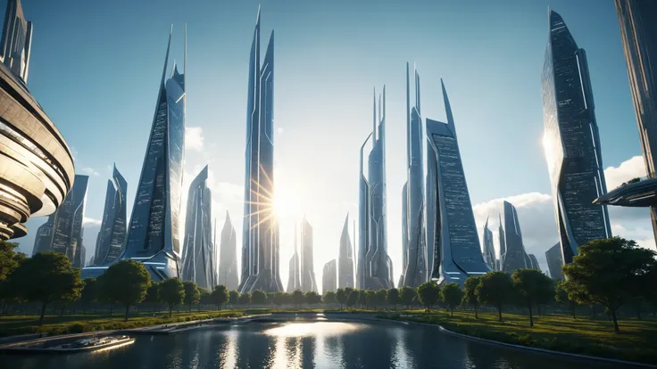 god rays, realistic, ultra realistic, 4k, 8k, photography, photorealistic, 3d render, unreal engine, cinematic shot, aerial photography, masterpiece, best quality, amazing quality, very aesthetic, high resolution, ultra-detailed, absurdres,
futuristic arch...