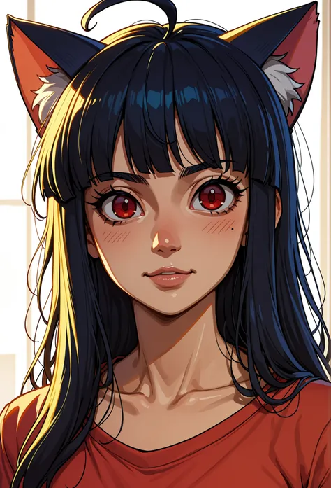 ((cat girl, cat black ears)), (red eyes), (long hair), (( black hair, (Ahoge), straight bangs,)), de Disney, puntuación_9,puntuación_8_arriba, puntuación_7_arriba,puntuación_6_arriba, Culoume  positien, Culoume__positien, [cavidad_search], puntuación_9, pu...