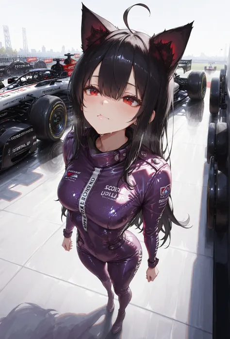 Core_9, sCore_8_up, sCore_7_up, super detail , tall details , High Quality , best quality , highres , Dynamic Angle 4K, forehead,  , junkotvvxl , red eyes, black hair, cat ears, blows, hair between eyes, long hair, , (Ahoge), straight bangs, hair between e...