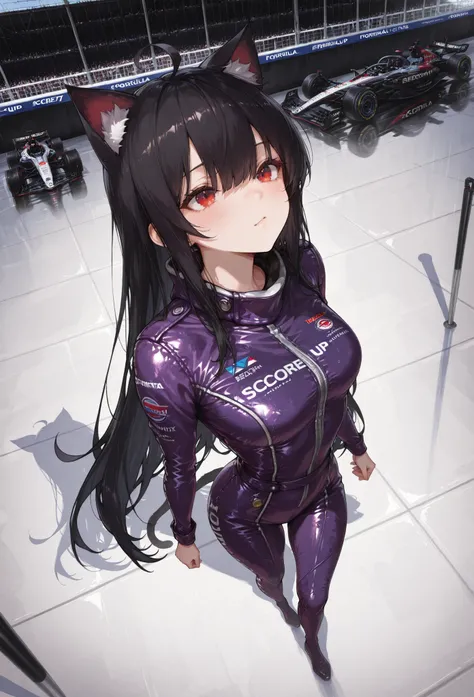 Core_9, sCore_8_up, sCore_7_up, super detail , tall details , High Quality , best quality , highres , Dynamic Angle 4K, forehead,  , junkotvvxl , red eyes, black hair, cat ears, blows, hair between eyes, long hair, , (Ahoge), straight bangs, hair between e...