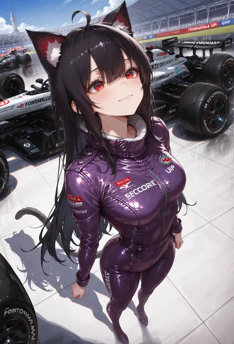 Core_9, sCore_8_up, sCore_7_up, super detail , tall details , High Quality , best quality , highres , Dynamic Angle 4K, forehead,  , junkotvvxl , red eyes, black hair, cat ears, blows, hair between eyes, long hair, , (Ahoge), straight bangs, hair between e...