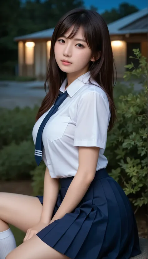 Best Quality,masterpiece,  Ultra High Definition ,( photorealistic:1.4), RAW photo ,( realistic skin texture that shows through the whole body　 Deep Night :1.3),(   :1.3)A  beautiful Japanese girl, Picture of a beautiful Japanese idol  ( beautiful、big bre...