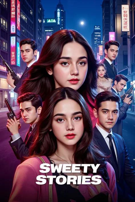 Create a poster with this written in it
"SWEETY STORIES" drama action movies