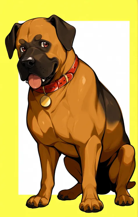 dog, 大型dog, bullmastiff, Brown fur, full body,Single,Droopy ears