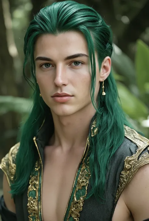 A truly beautiful man((Beautiful long wavy jade colored hair))Smooth white skin, thin chin and clean cheeks(( Very large eyes with a beautiful jade color))is very thin and thin((A 25-year-old man with smooth white skin and a chin1people))Precise hands and ...
