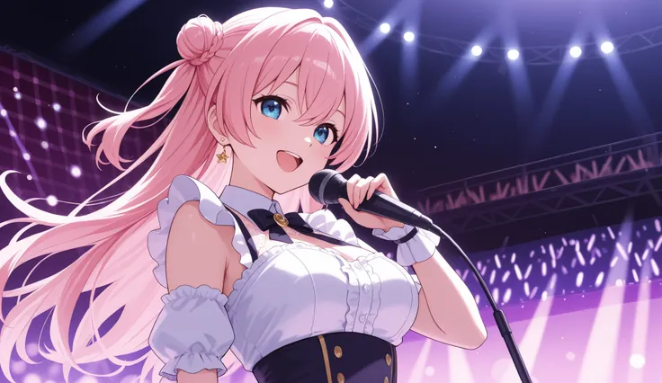 anime A girl sings on stage