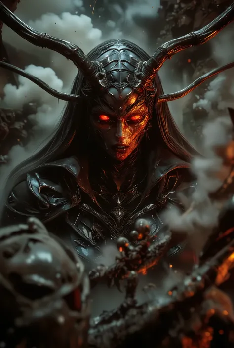 Terrible Devil, scary female Beelzebub, (Queen of Flies:1.5),high quality,realistic 3D, horror art, Magician,daemon,dark vibe,red and black colors, extremely detailed, masterpiece,4K realistic with lots of detail,photorealistic,Extreme Detailed Expression,...