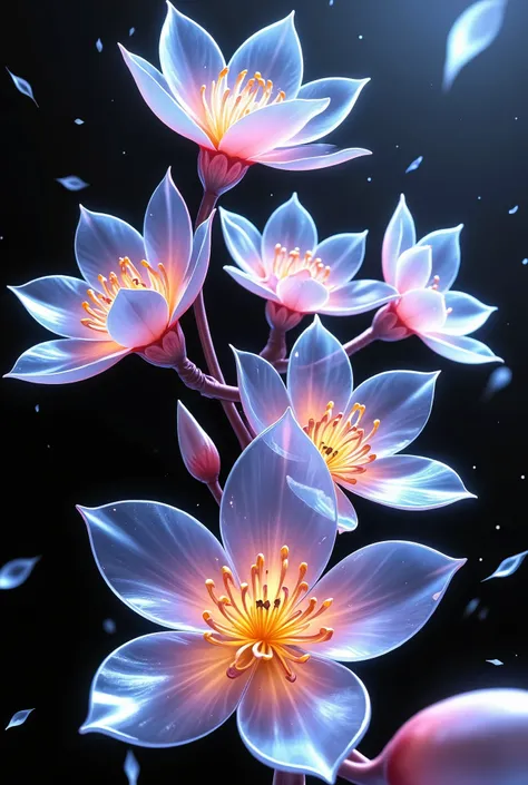 glass, 半透明のクリスタルglass製品, Shining cherry blossoms, glassの桜の盆栽, Miniature Art, Superior quality, 4k, Super Fine, Realistic As Pictured, professional, Bokeh, vibrant colors, Physically Based Rendering, extreme details, glassの桜の盆栽, beautiful cherry blossoms, 光...