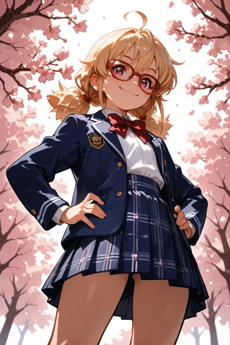 1 girl, {{{masterpiece}}}, {{{highest quality}}}, {{{super detailed}}}, {{{breathtakingly beautiful}}}, {{{8K high resolution}}}, {{{super detailed illustration}}}, {{{beautiful eyes}}}, Kyoto Animation, small chest, waist-length pigtails, blonde hair, aho...