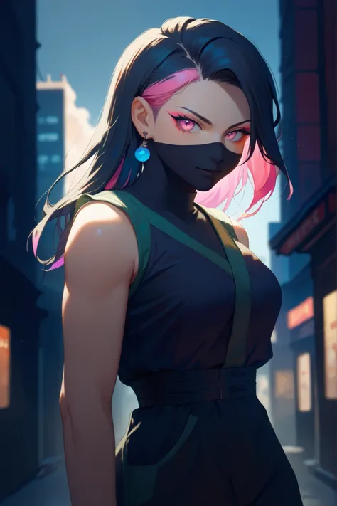 Black Hair with Pink Highlights