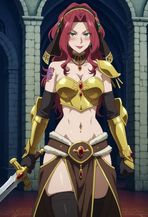 Malty Melromarc (The Rising of the Shiel) beautiful body,athletic body, beautiful breasts, ,visible private parts , ultra detailed image, anime image ,girl, anime malty, medium Breasts, excitement, red hair, green eyes , ear piercing, long hair, , lipsti...