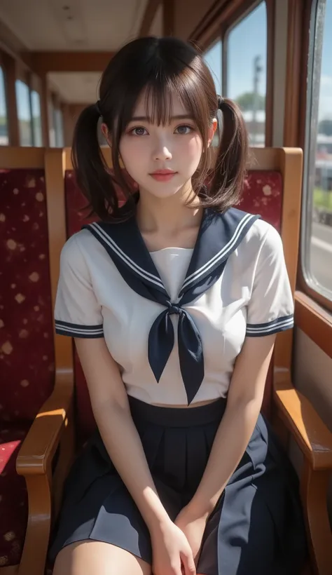 8k,Ultra High Resolution , Best Quality, masterpiece,rule of thirds,golden ratio,surreal,pictures, one woman,( girl:1.3),cute,cute顔, Beautiful Eyes in Every Detail , 細かくdetails,mature woman,Princess,Full body,black hair,Short twin tail hair,ID photo, luxur...