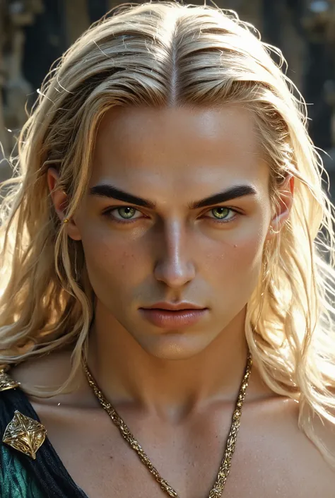 The most beautiful elf in the world((Beautiful all-back long blonde))is a man with smooth white skin, thin chin and clean cheeks(( Very very large green eyes))VERY SLIM AND TINY MAN((A 25-year-old man with smooth white skin and a chin１people))Precise hands...