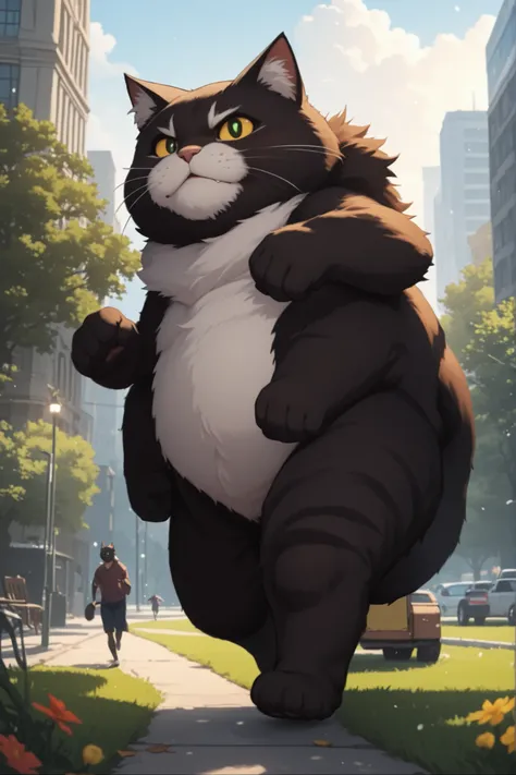black cat, big fat, running, streat, evening