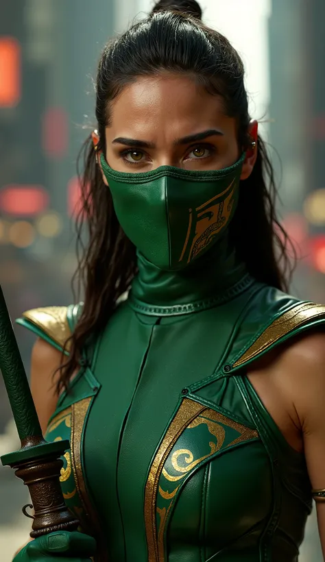  , Sandra Bullock assumes the role of Jade in an impressive interpretation of the warrior  *   mortal kombat*.  almost untouchable. Wearing her iconic emerald green costume with gold ,  she exudes a strong and determined presence ,  combining the elegance ...