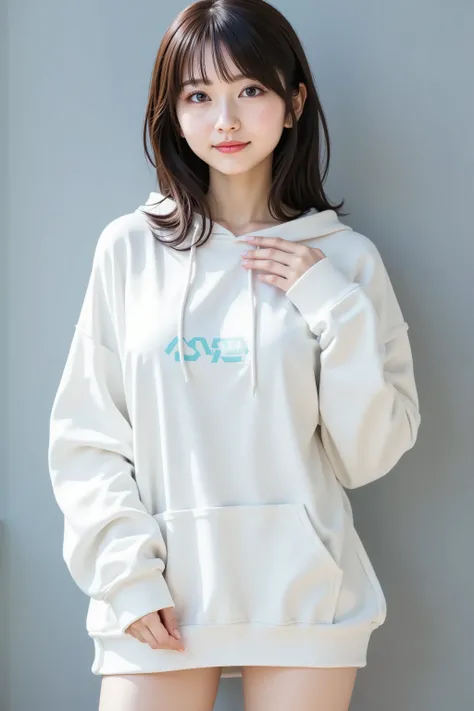 haruka, huge breast, ultra-high-resolution 8K CG illustration of a Japanese anime-style girl portrayed in a portrait composition. She stands naturally against a softly lit, gradient background in a minimalist indoor setting. The scene is clean and free fro...