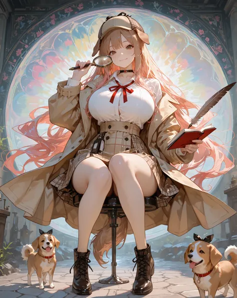 masterpiece, source_hentai, Best Quality, great quality, very aesthetic, high resolution, super detailed, illumination, colorful, Absard Dress, newest,Dog Detector,
expressive eyes, upper body, Detailed Faces, beautiful face, foot, one girl in the driveway...
