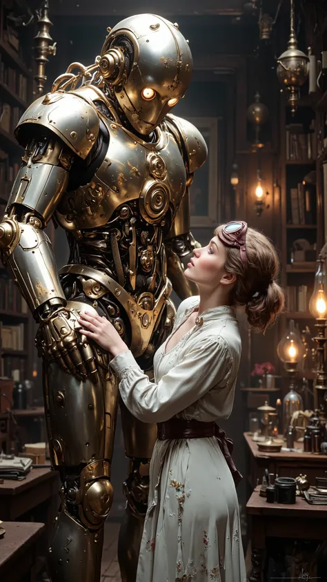 19 century, robot and Dr. young girl,