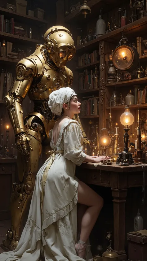 19 century, robot and Dr. young girl,