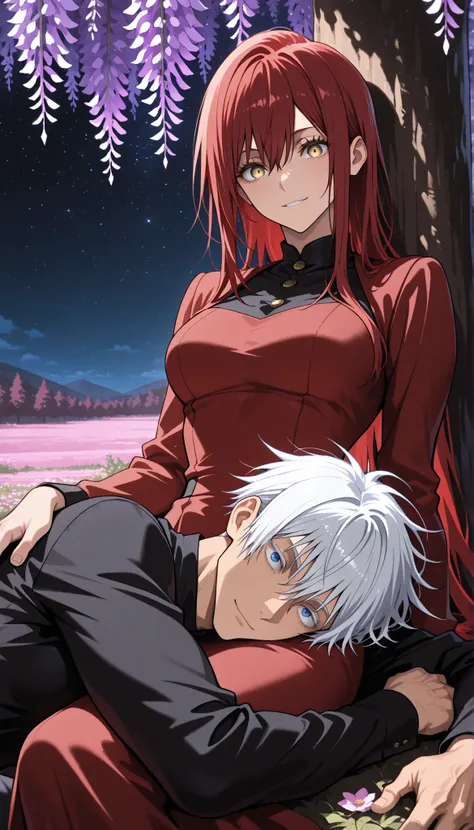 masterpiece, best quality), safe, amazing quality, very aesthetic, absurdres, highres, newest, HDR, 8K, high detail RAW color art, large pupil, eyelashes, couple, hetero, duo focus, (size difference, high difference), smile, having fun, under a large tree...