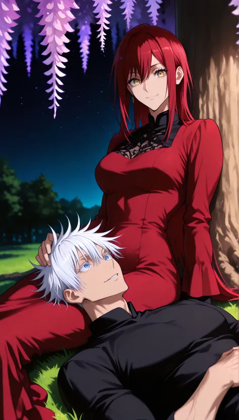 masterpiece, best quality), safe, amazing quality, very aesthetic, absurdres, highres, newest, HDR, 8K, high detail RAW color art, large pupil, eyelashes, couple, hetero, duo focus, (size difference, high difference), smile, having fun, under a large tree...