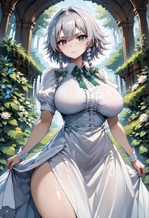 score_9, score_8_up, score_7_up, source_anime, 4K,perfect fingers,(perfect hands, perfect anatomy),prefect lighting, very aesthetic, intricate details,highly detailed background, masterpiece, high quality, best quality,
1girl,solo, izayoi_sakuya,silver hai...