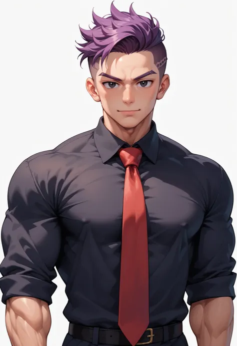 source_anime ,((White background)) White skin ((japan man)) ((1man)) , (solo man) , rathing_questionable , (dandy president) , black eyes ,(purple undercut hair) ((40 years old)), broad shoulder , square shaped face , handsome , ((Old ,aged)) (black shi...