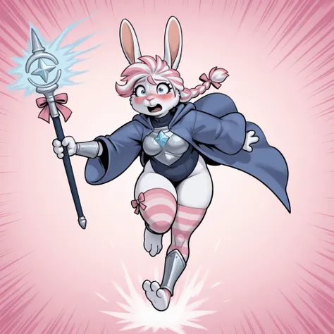 masterpiece, best quality, amazing quality, anthro bunny, female, (solo), big blue eyes, big eyelashes, white fur, medium breasts, hopeful, kind, gentle, shy, blushing, small hands, wide hips, chubby thighs, looking at viewer, young, looking at viewer, (sm...