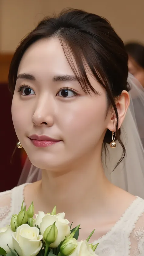 A close up of a woman in a wedding dress holding a bouquet, gorgeous young korean woman, beautiful young korean woman, beautiful south korean woman, jaeyeon nam, 2 , 2 , jinyoung shin, very beautiful young woman, very beautiful girl, 2 , korean girl, wenfe...