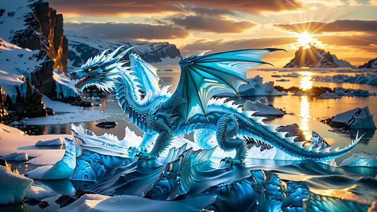 a 32 kp masterpiece, is of high quality, great details, formal art , with a very high resolution of 32 KB , beautiful and aesthetic , highly detailed features , Surrounding her . . It is created on a remote polar island, Snow and ice cover the rocky ...