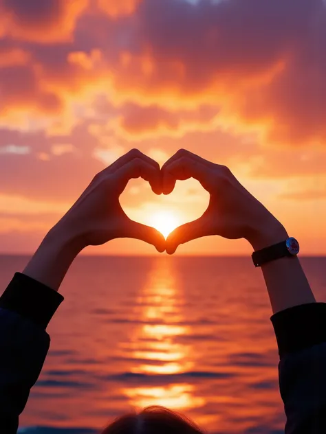 Someone makes a heart shape with their hands at sunset., love은 모든 것의 시작이다, love은 모든 것의 시작입니다, peace와 love, with sunset , Beautiful romantic sunset, love, peace, And unity, uploads, romantic on the sheet!, And the sun was shining brightly, with sunset ,be...