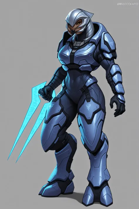 ((Высокое качество, 4К, высокая детализация)) 1 sangheili woman, elite woman female, blue armor, янтарные глаза, красивая, full height, halo, energy sword
