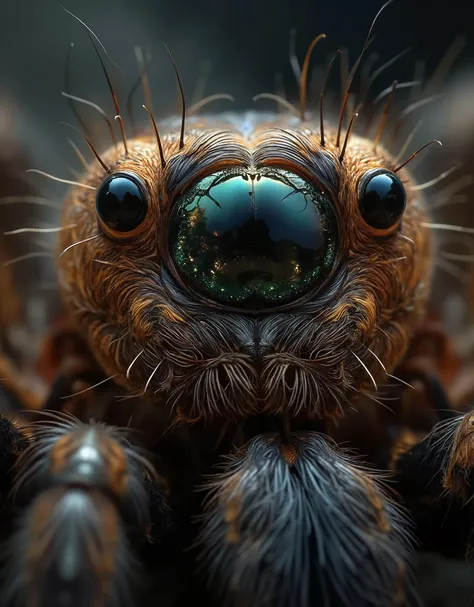 Macro photo of the tarantula spider's eye, extremely detailed close-up