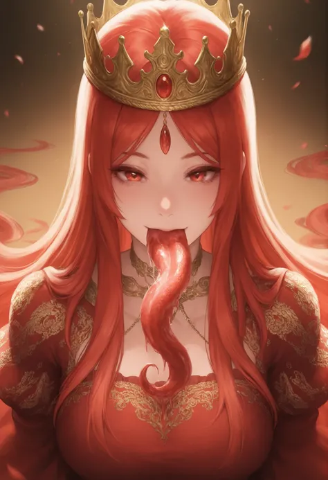 1girl,emperor_of_rot, golden_dragon_embroidery_squirming_like_parasites, crown_weighted_by_severed_tongues  
,masterpiece, best quality, newest, highres, absurdres,
