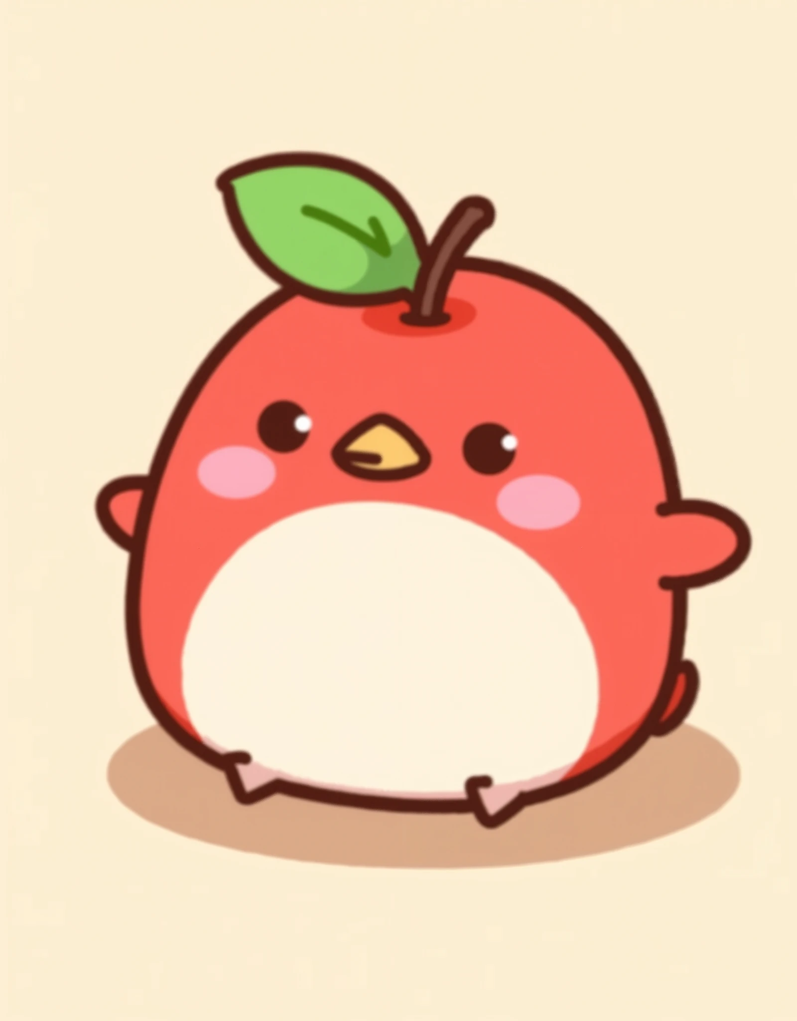 (masterpiece:1.2,Top Quality, Ultra High Resolution ,very detailed, RAW photos ,photorealistic),A super cute, San-X style character: a small round bird combined with an apple, called "Torin-go". The character has a soft, pastel color palette. It has a chub...