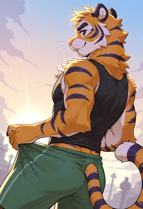 Furry the tiger who is sneaking a kite in the penultimate period