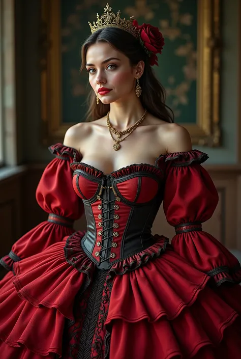 award-winning masterpiece, HD, HDR, (фотоrealistic) An art photography magazine in the style of intriguing art: Renaissance Revival : A corset bodice combined with a fluffy , , skirt is rich in textures and reminiscent of historical luxury
...