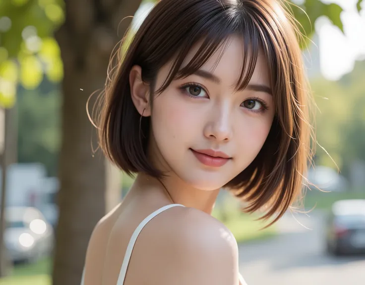 NSFW, (Highest quality), (Ultra-precise CG 16K wallpaper), (Realistic), (High saturation), (Sharp), Beautiful detailed shading, Beautiful natural lighting, Beautiful detailed glow, (Late afternoon sunlight), Natural light, Depth of field, (Mature 24 year o...