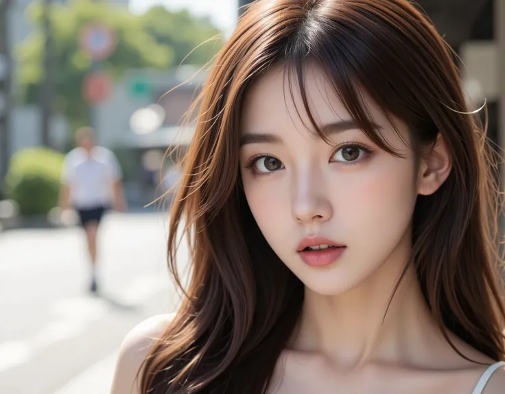 NSFW, (Highest quality), (Ultra-precise CG 16K wallpaper), (Realistic), (High saturation), (Sharp), Beautiful detailed shading, Beautiful natural lighting, Beautiful detail glow, (Late afternoon sunlight), Natural light, Depth of field, (Mature 24 year old...