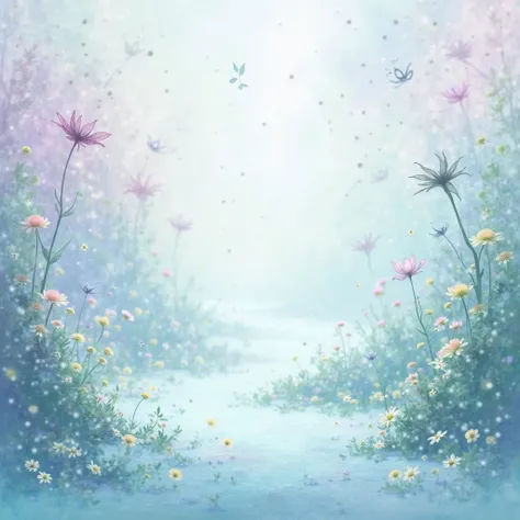 a minimalist image of a background in the colors of "Alice in Wonderland" with small dots showing as a watermark