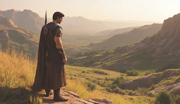 In the hills of Judah a young shepherd David, son of Jesse,
with his sling trains throwing stones 4k, cinematic. biblical story