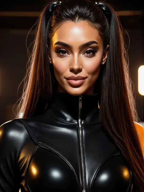 A portrait of a woman, (makeup:1.4), amazing body, (fit body:1.2), latex outfit, highly detailed fur, natural skin texture, 4k textures, detailed belly, Highly detailed perfect smooth skin, Lightroom, Intricate, Ultra-Realistic, Out There, (HDR:1.3), UHD, ...